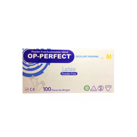 دستکش لاتکس بدون پودر اپی پرفکت 100عددی (op perfect)